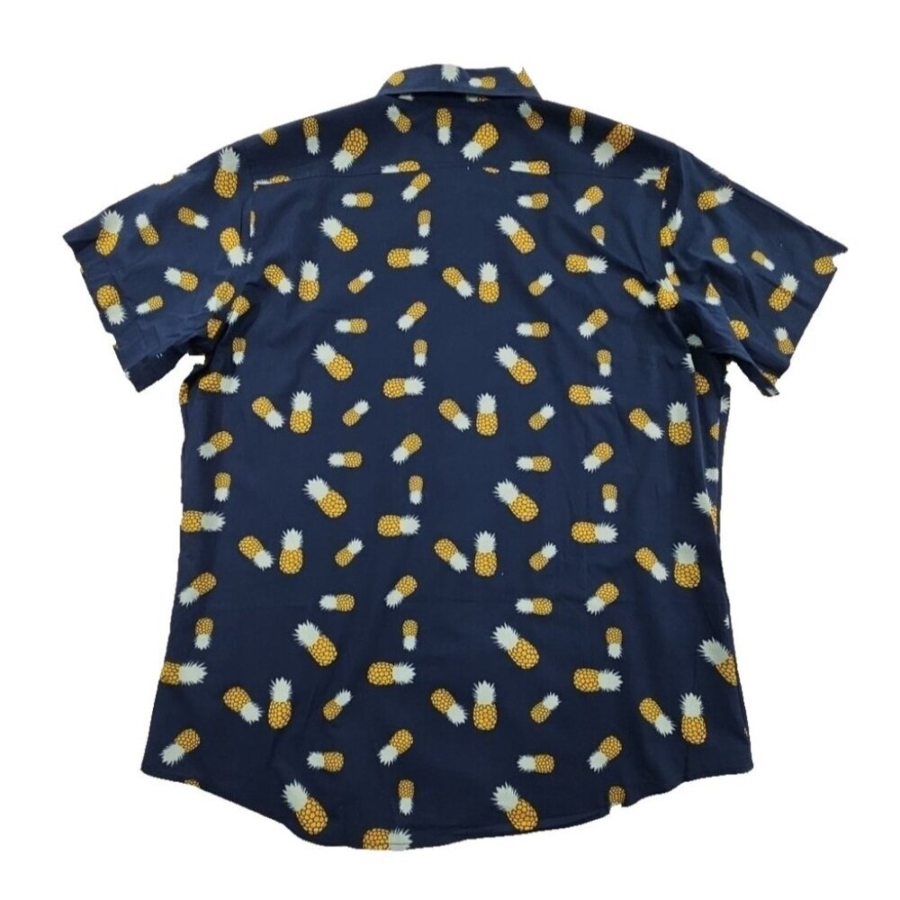 Ambsn California Men's Shirt XL Blue 100% Cotton Pineapple Print Short Sleeve‎ - Picture 2 of 16